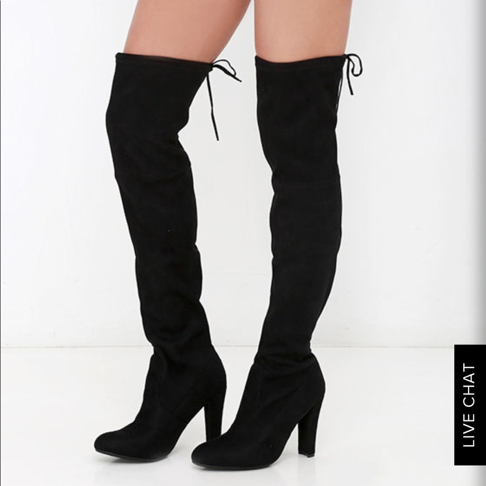 STEVE MADDEN BLACK SUEDE OVER THE KNEE BOOTS